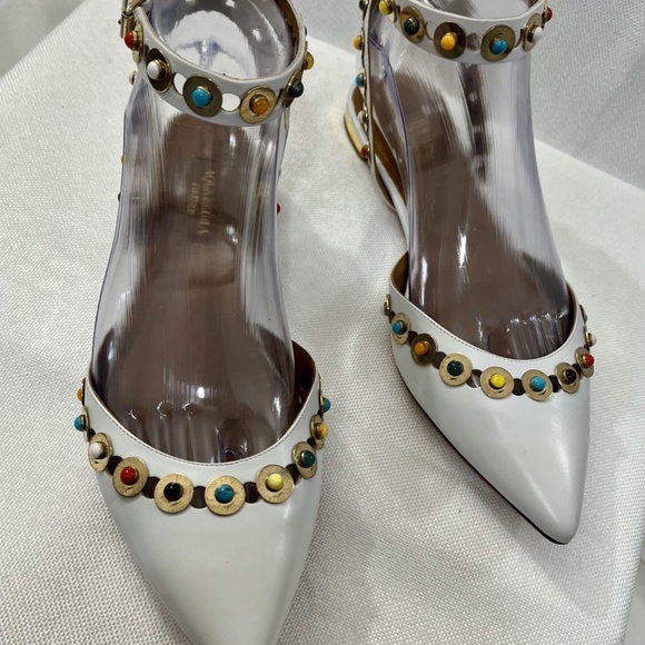 Aquazzura Byzantine Studded Leather Flat, White in size 37 EU, 6.5 US - Picture 8 of 9